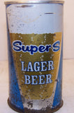 Super S lager Beer, zip intact, Grade 2- Sold 11/20/14