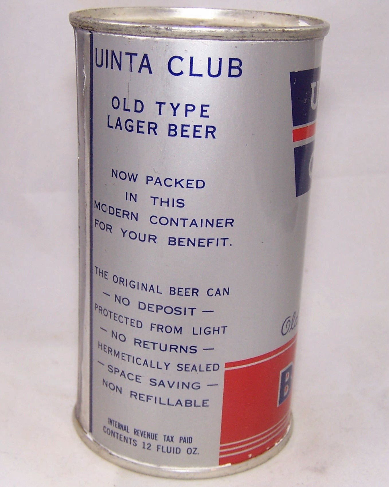 Uinta Club Old Type Lager Beer, Lilek #821, Grade 1/1+ Sold on 12/18/16