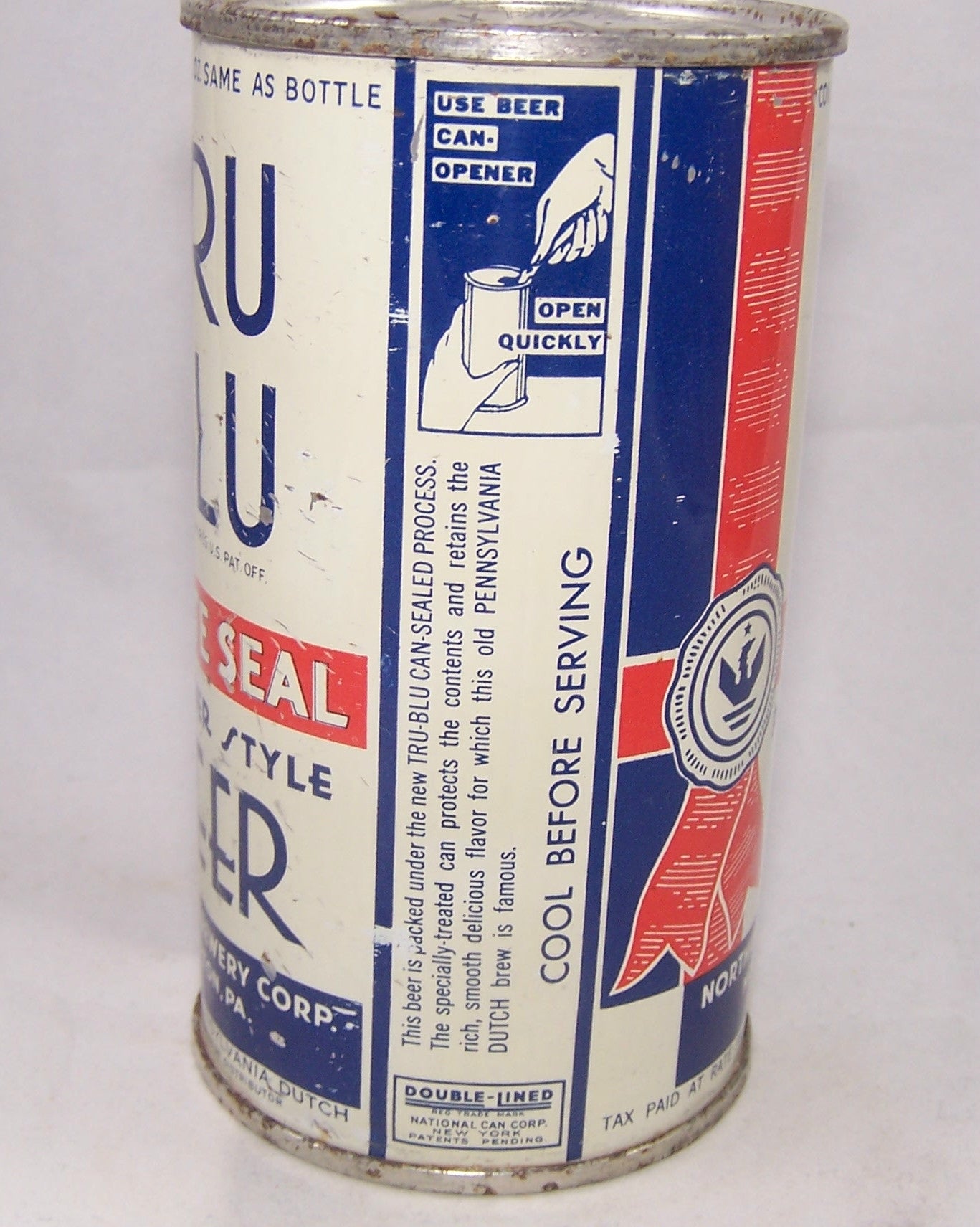 Tru Blu White Seal Beer (White can) Lilek # 812, Grade 1- Sold