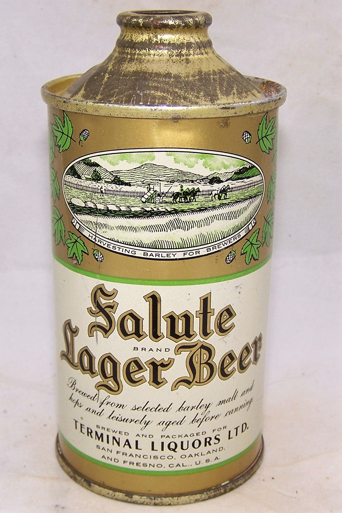 Salute Lager Beer Low Pro Cone Top, USBC 182-31, Grade 1 to 1/1+
