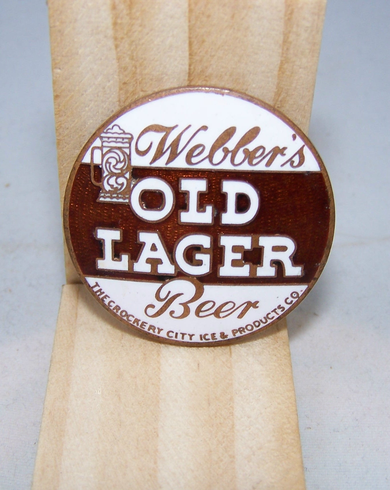 Webber's Old Lager Beer, Ball Knob Insert, Tap Marker page 122-1289, Grade 9+ Sold on 02/13/14