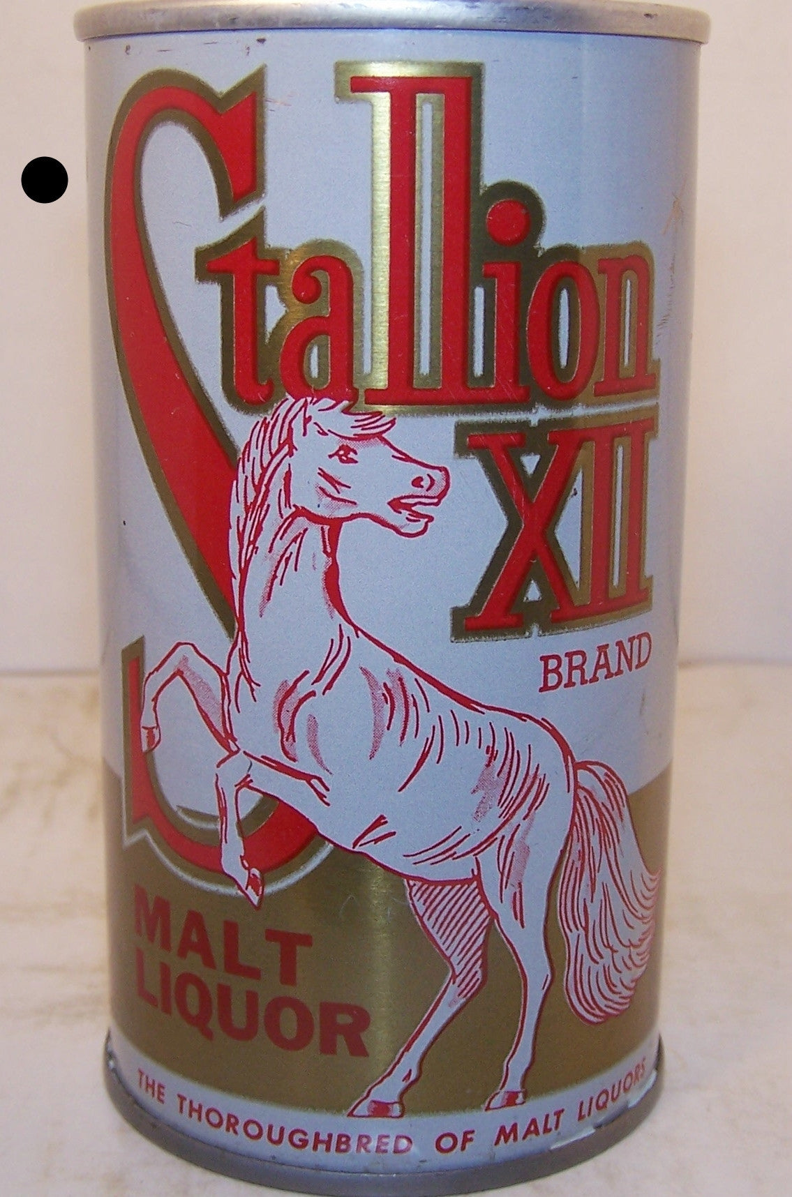Stallion XII Malt Liquor enamel, USBC 126-4, grade 1 Sold in 2016
