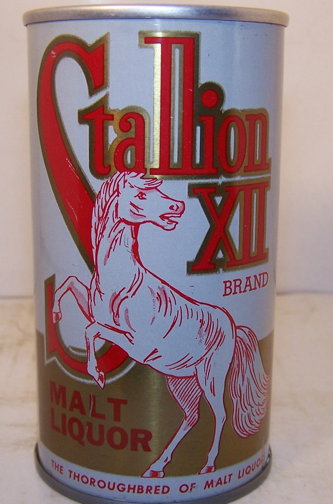 Stallion XII Malt Liquor enamel, USBC 126-4, grade 1 Sold in 2016