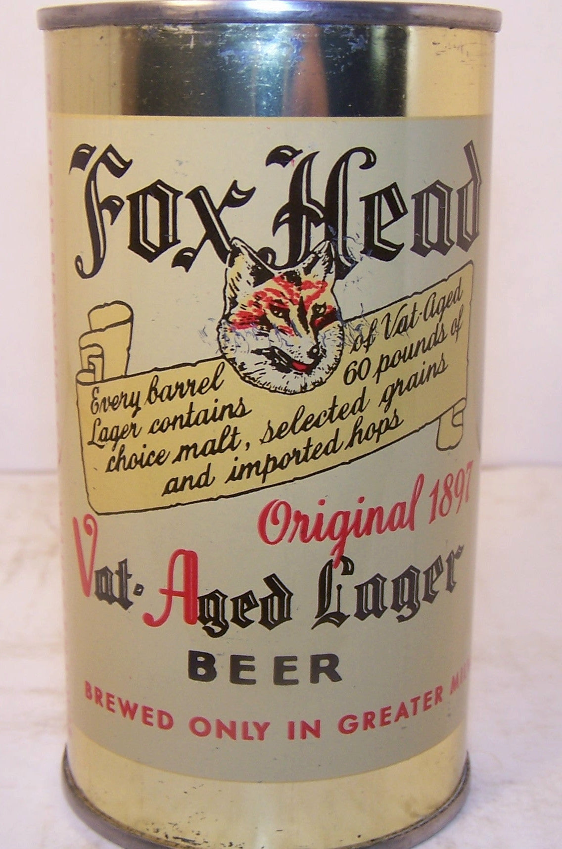Fox Head Vat Aged Lager Beer, USBC 66-15, Grade 1/1+ Sold on 2/22/15