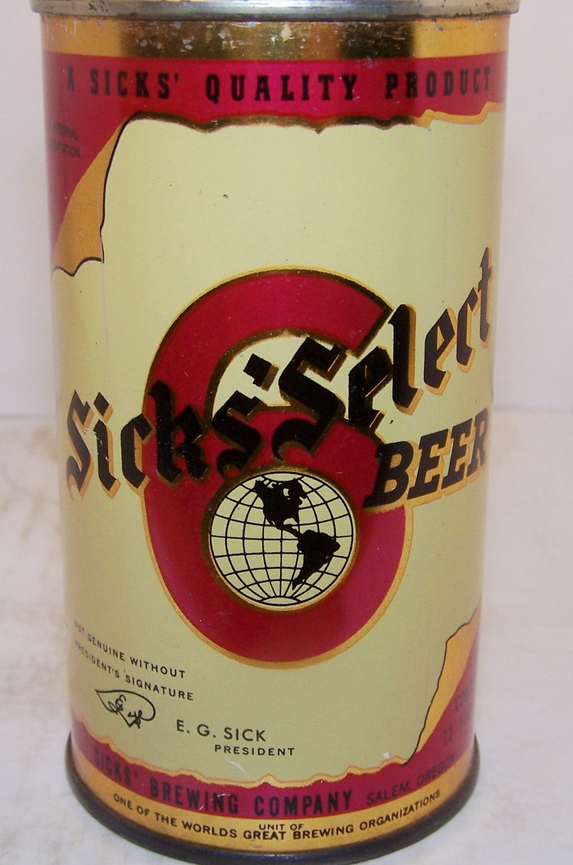 Sick's Select Beer, Withdrawn Free for export, Lilek page # 759 Grade 1/1+ Sold on 4/8/15