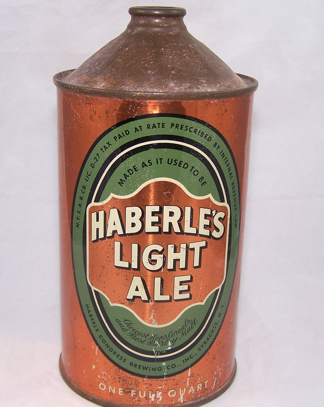 Haberle's Light Ale, USBC 211-12, Grade 1- Sold on 05/24/16
