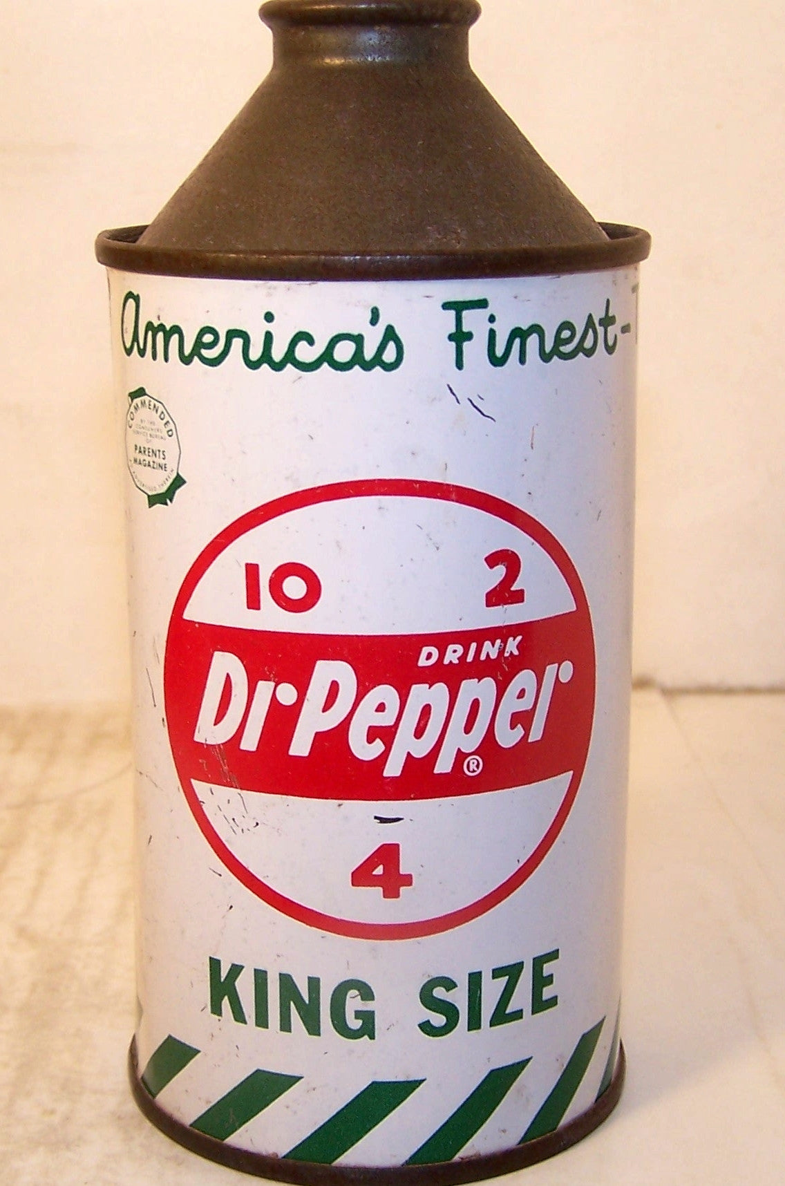 Dr. Pepper King Size 12 ounce, Collectible soda cans 2007 page #52, Grade 1.  Sold 1/29/15