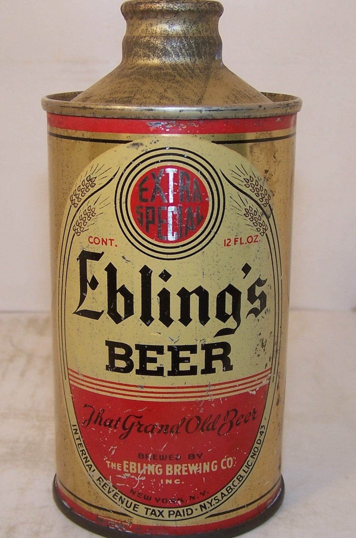 Ebling's Beer Flat Bottom J-Spout, USBC 160-24, Grade 1- Sold on 3/2/15