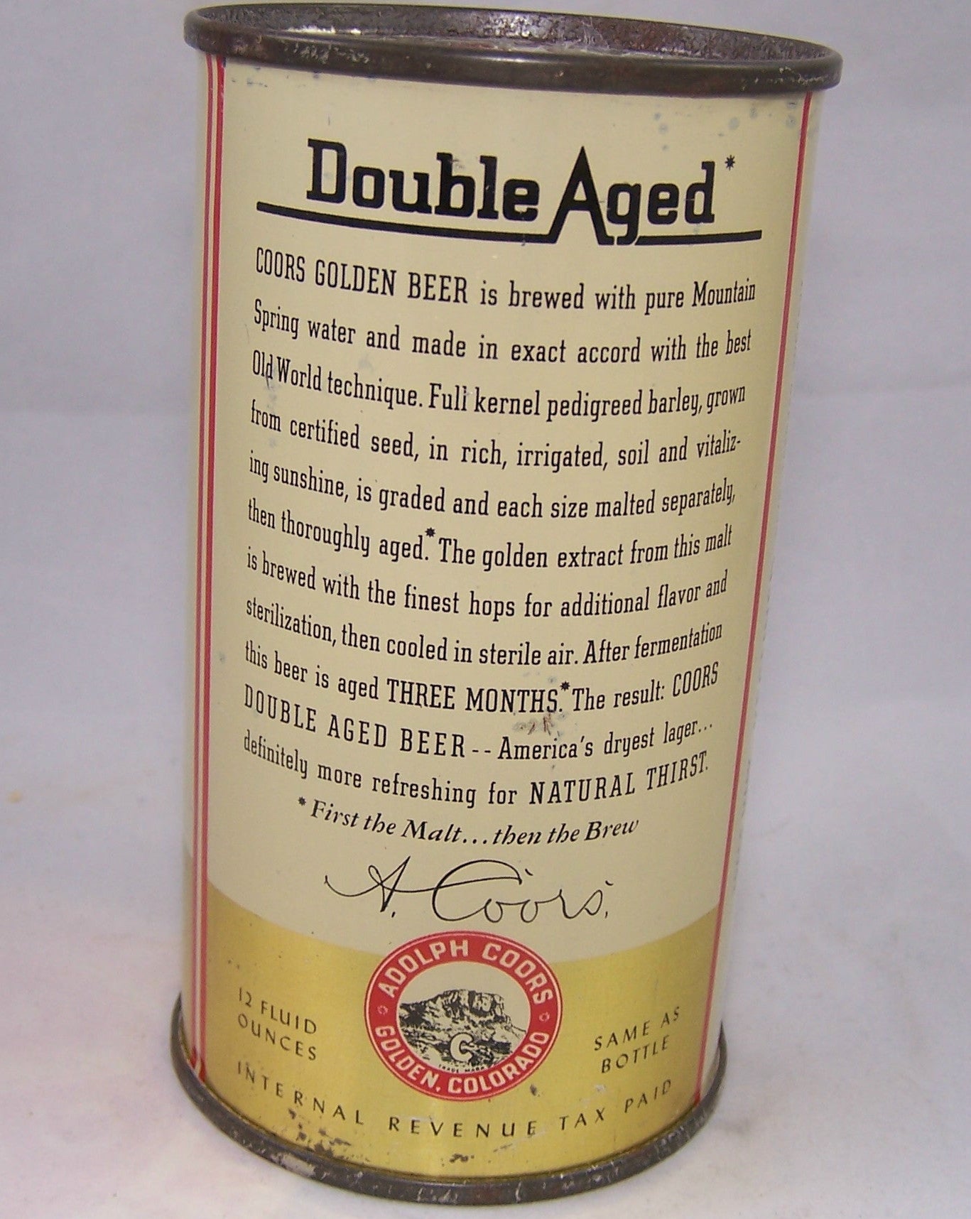 Coors Golden Double Aged, USBC 51-19, Grade 1/1- Sold on 04/02/17