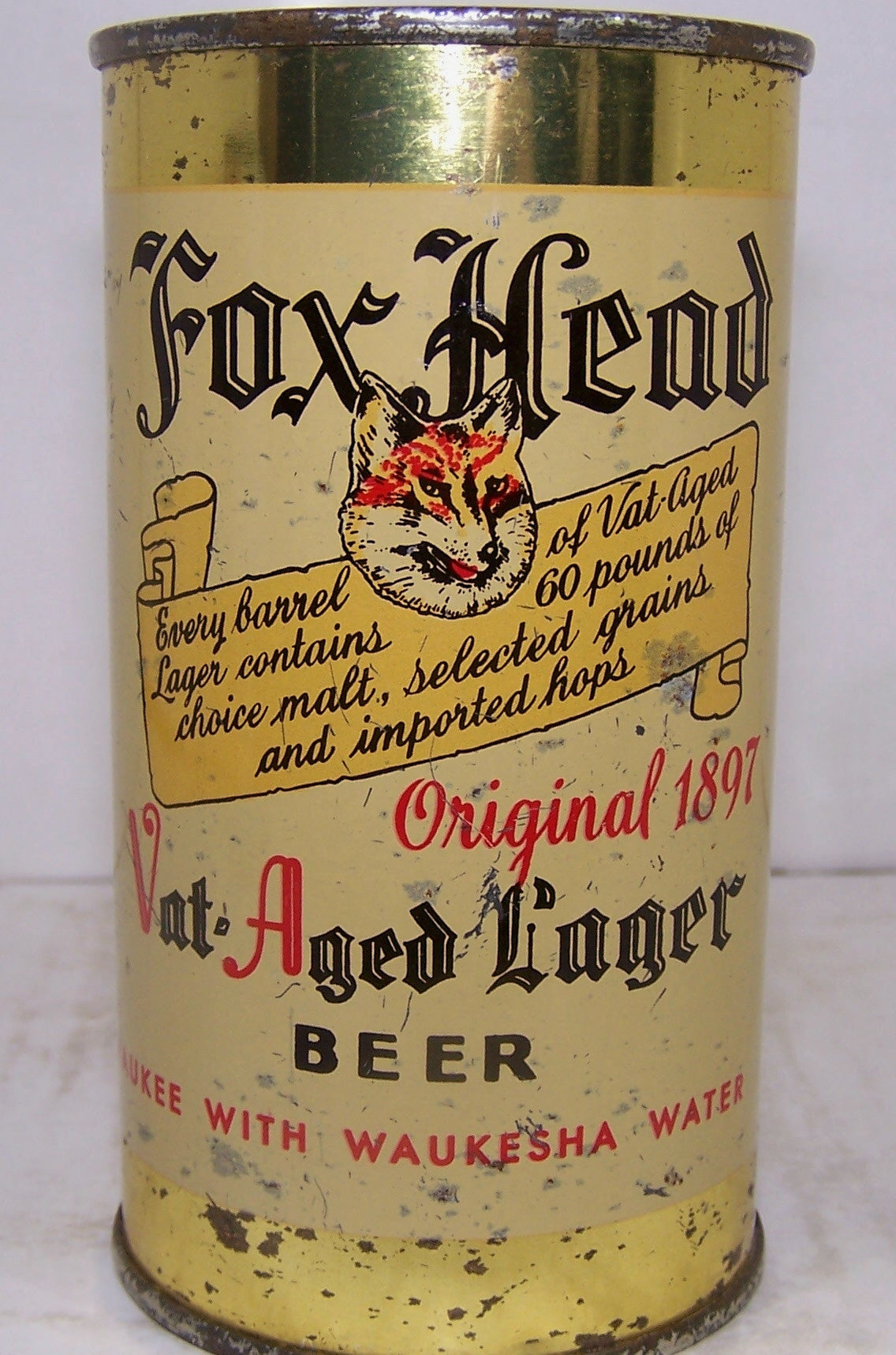 Fox Head Vat Aged Lager Beer, USBC 66-15, Grade 1- Sold on 12/12/16