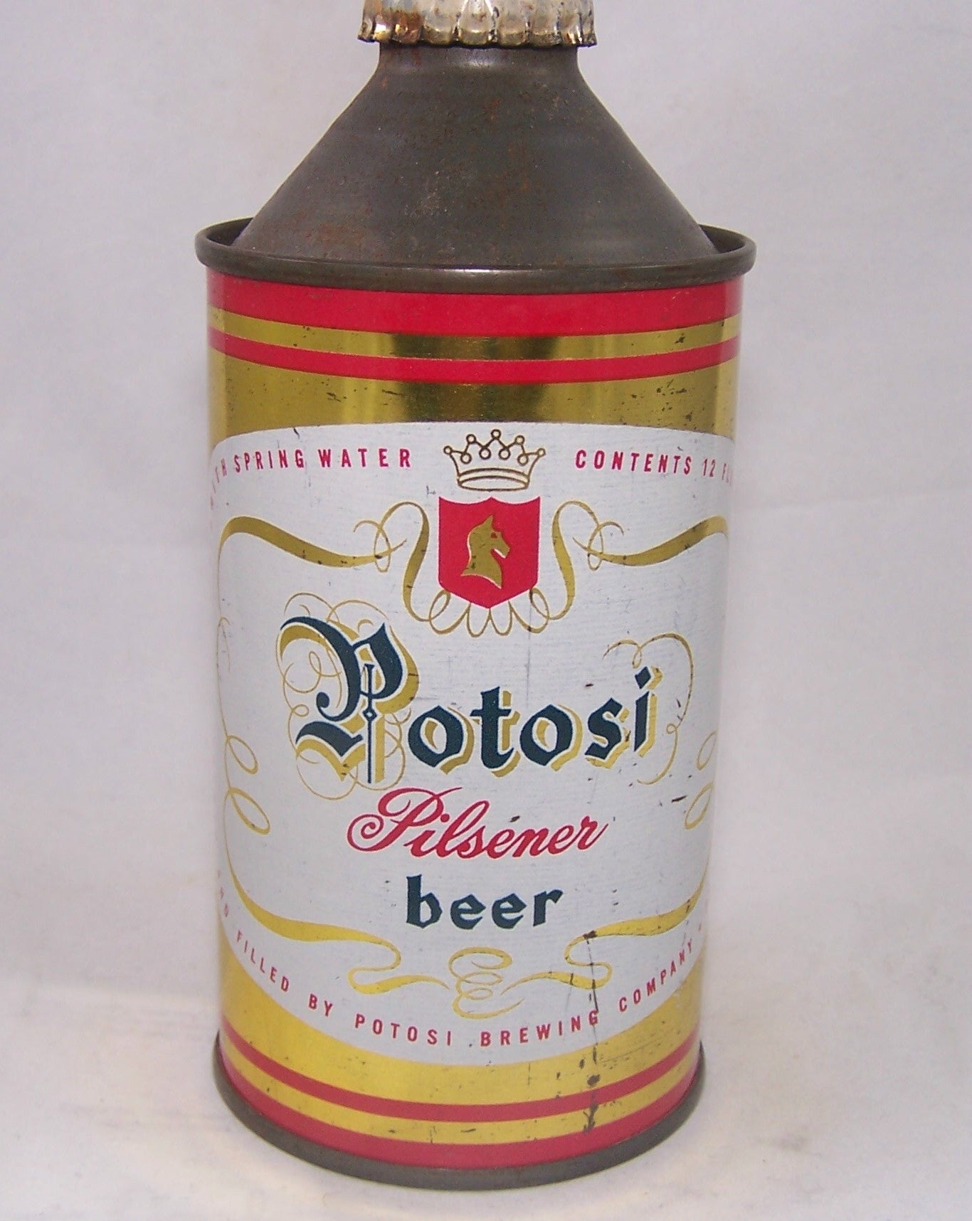 Potosi Pilsener Beer, (Full Can) USBC 179-22, Grade 1/1- to 1- Sold on 11/05/16